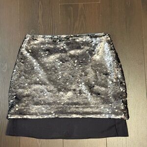 Glamorous Sequin Mini Skirt in Black and Silver